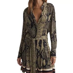 Reiss Black and Brown Long Sleeve Dress